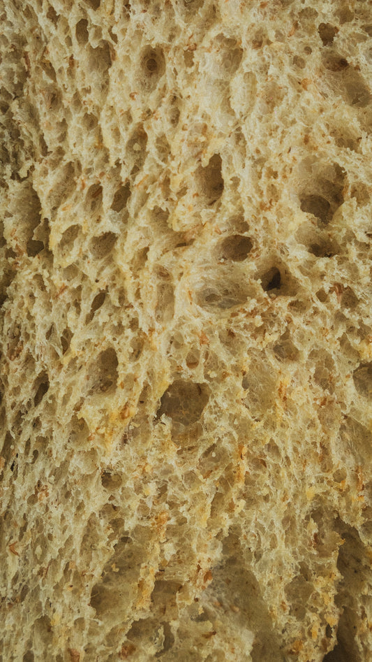 Inside of a loaf of bread.