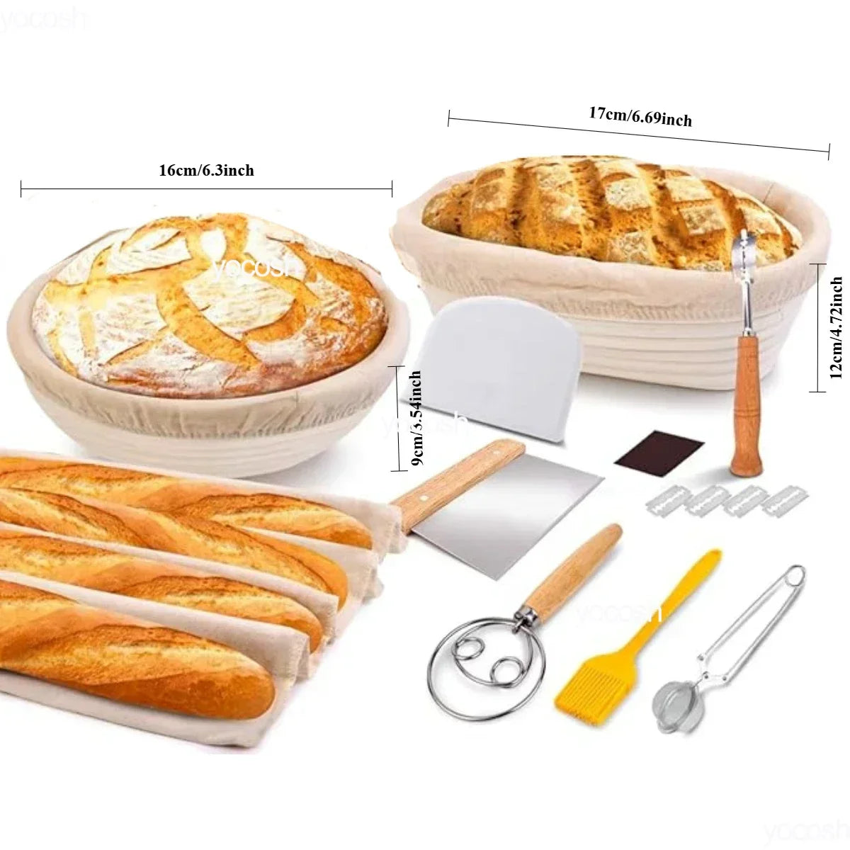 Professional Baking Tools 24 Oz Sourdough Starter Jar Pastry Mat Scraper Bread Slicing Knife Gloves for Home DIY Baking Kit
