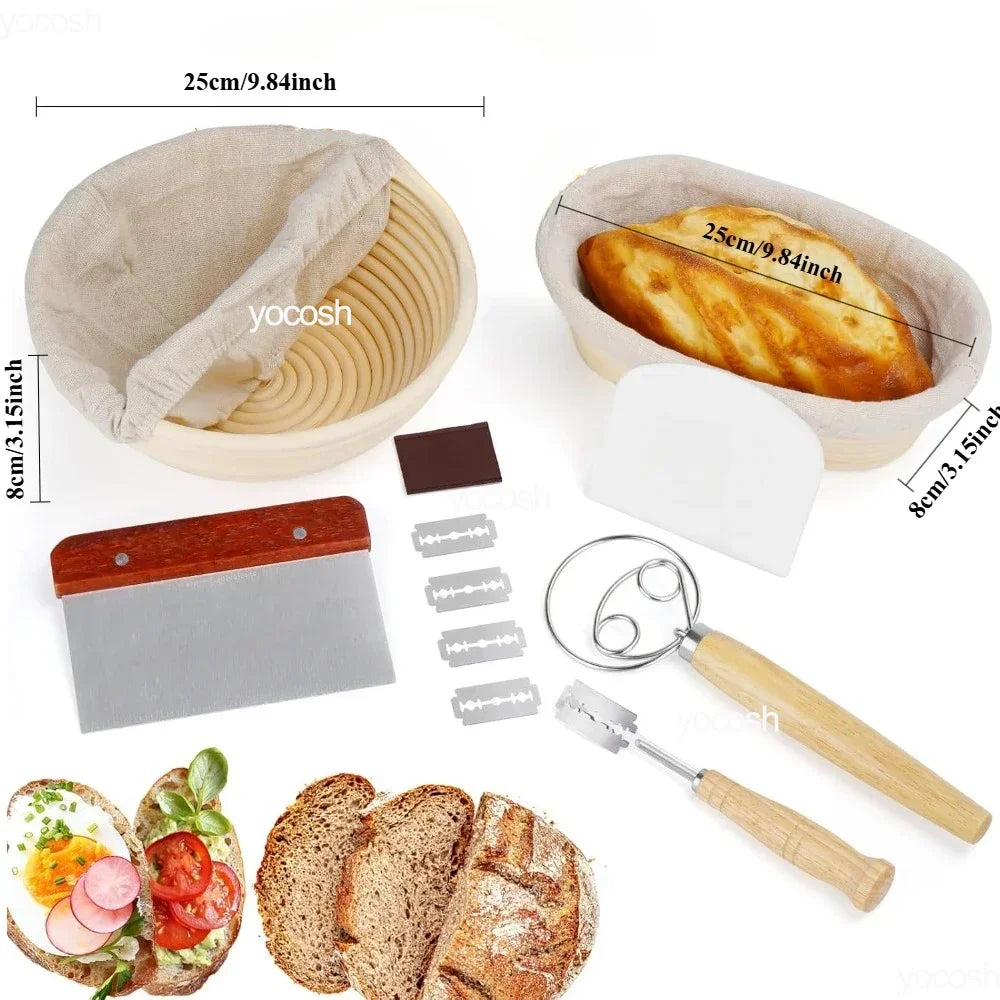 Professional Baking Tools 24 Oz Sourdough Starter Jar Pastry Mat Scraper Bread Slicing Knife Gloves for Home DIY Baking Kit