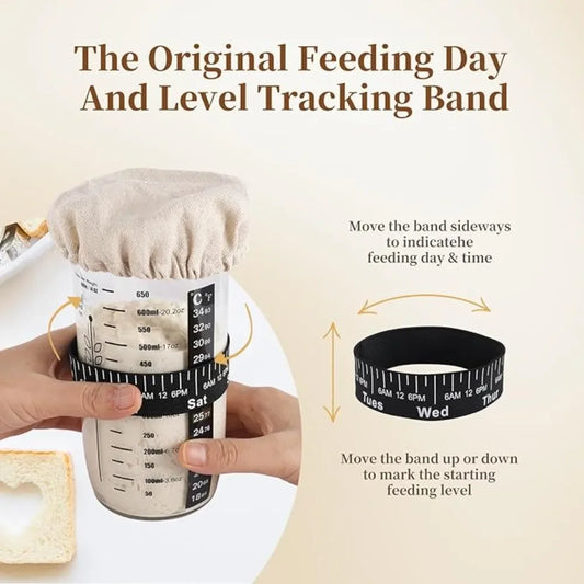 Sourdough Starter Kit 24 Oz Sourdough Container Silicone Spatula Thermometer Lid for Perfect Gift Sourdough Bread Starter Kits