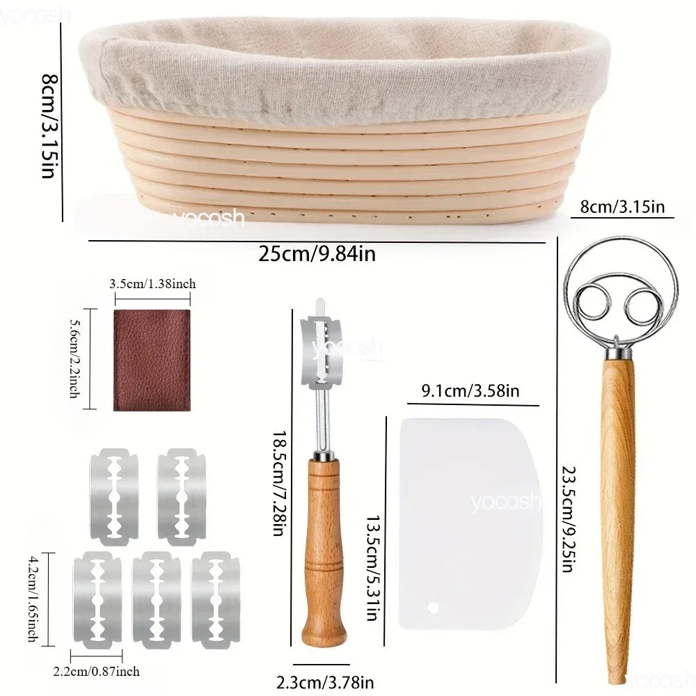 Professional Baking Tools 24 Oz Sourdough Starter Jar Pastry Mat Scraper Bread Slicing Knife Gloves for Home DIY Baking Kit