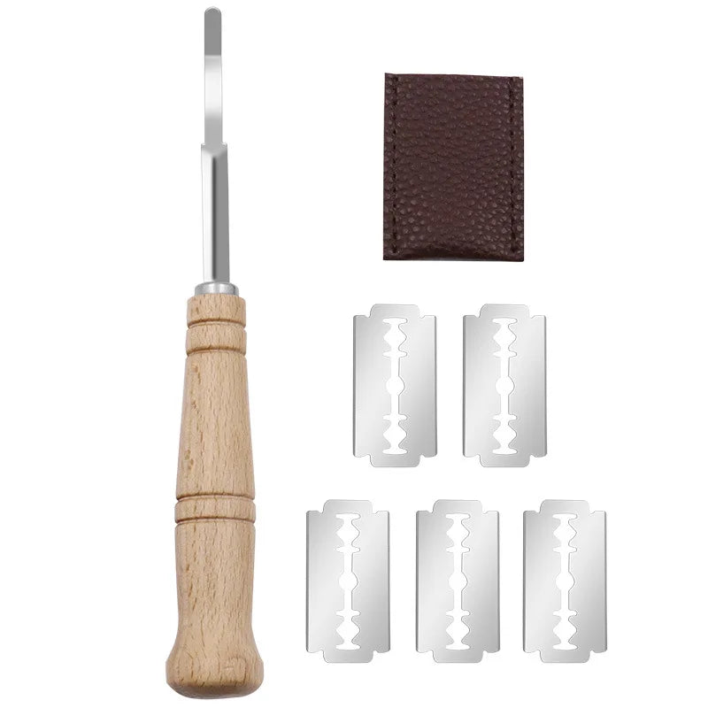 Wooden Handle Bread With 5 Blades Lame Dough Scoring Slashing For Sourdough Bread Bakers Dough Scoring Knife Kitchen Tools