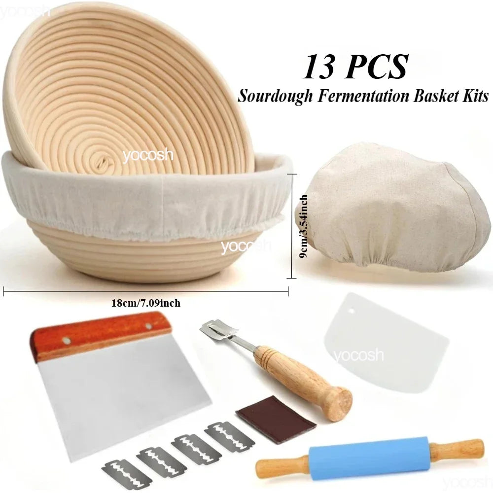 Professional Baking Tools 24 Oz Sourdough Starter Jar Pastry Mat Scraper Bread Slicing Knife Gloves for Home DIY Baking Kit