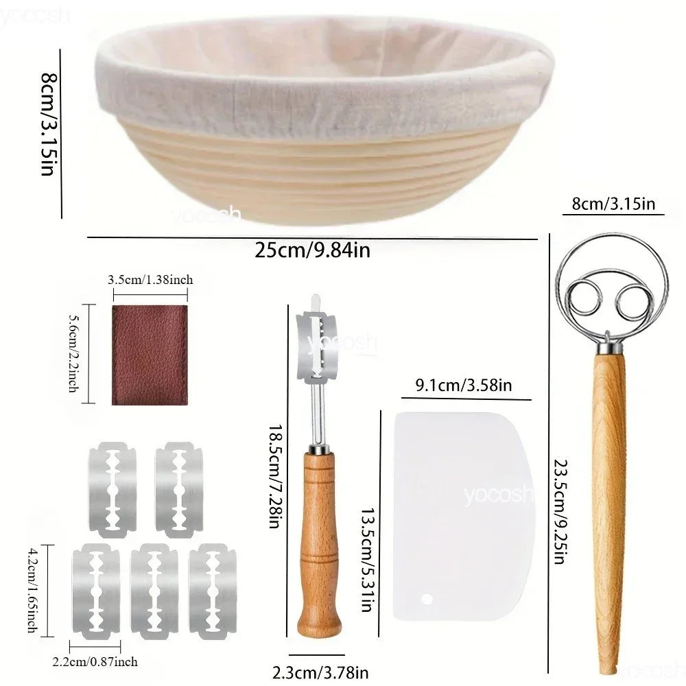 Professional Baking Tools 24 Oz Sourdough Starter Jar Pastry Mat Scraper Bread Slicing Knife Gloves for Home DIY Baking Kit