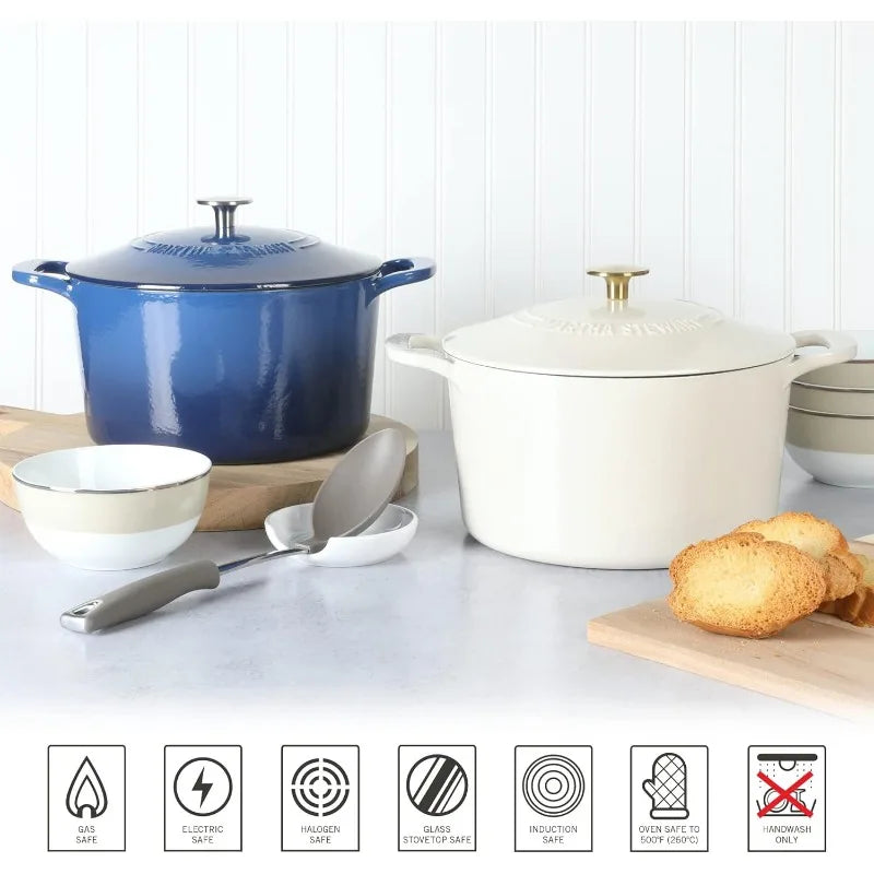 Martha Stewart 7Qt Enameled Cast Iron Dutch Oven – Multiple Colors