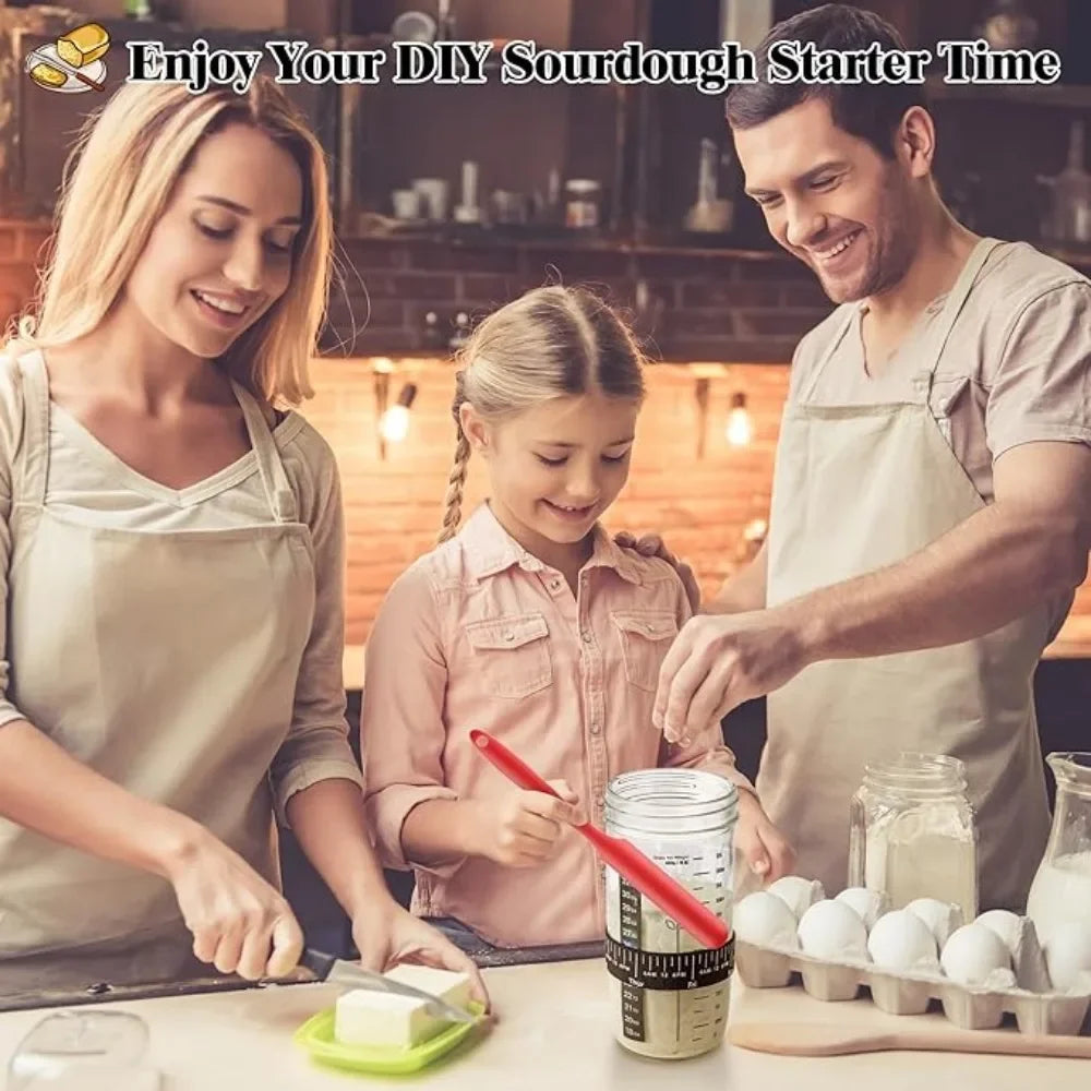 Sourdough Starter Kit 24 Oz Sourdough Container Silicone Spatula Thermometer Lid for Perfect Gift Sourdough Bread Starter Kits