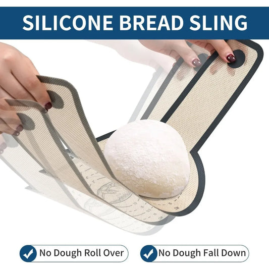 Reusable Silicone Bread Sling for Dutch Oven Baking Mat Long Handles Non-Stick Liners for Transferable Dough Pastry Supplies