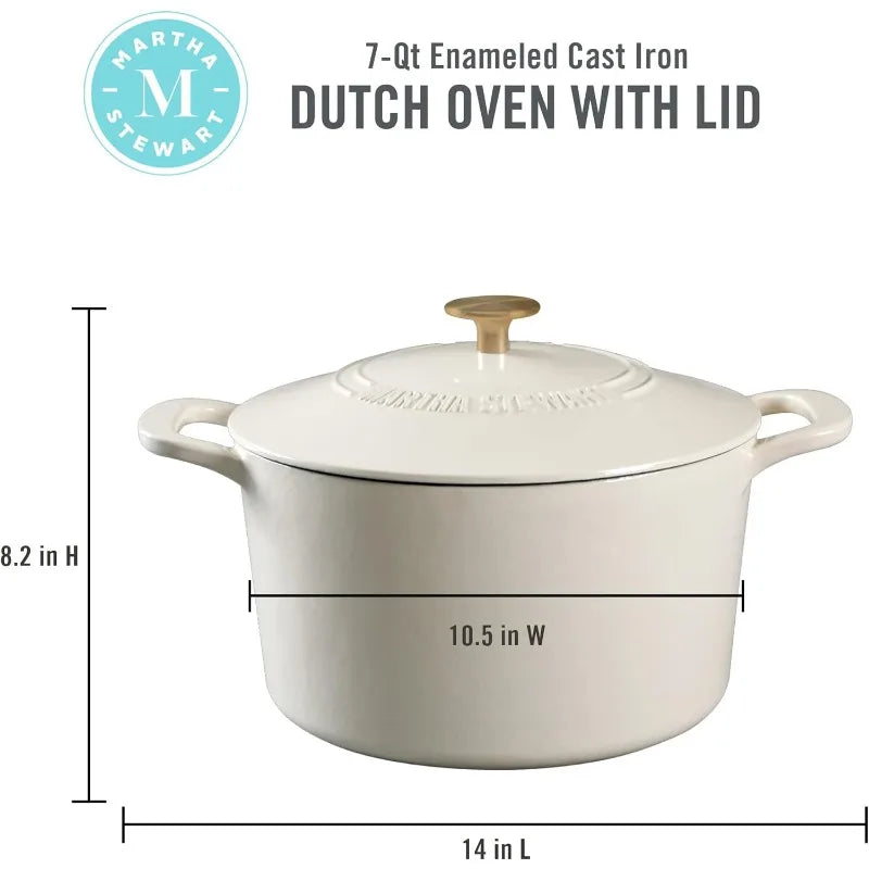 Martha Stewart 7Qt Enameled Cast Iron Dutch Oven – Multiple Colors