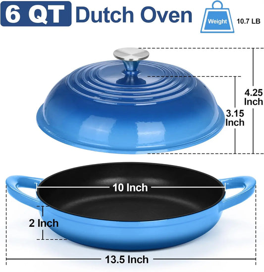 Nonna Bella 6Qt Enameled Cast Iron Bread Pot with Lid – Blue
