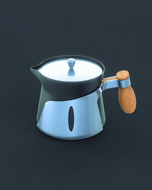 Modern coffee maker with wooden handle