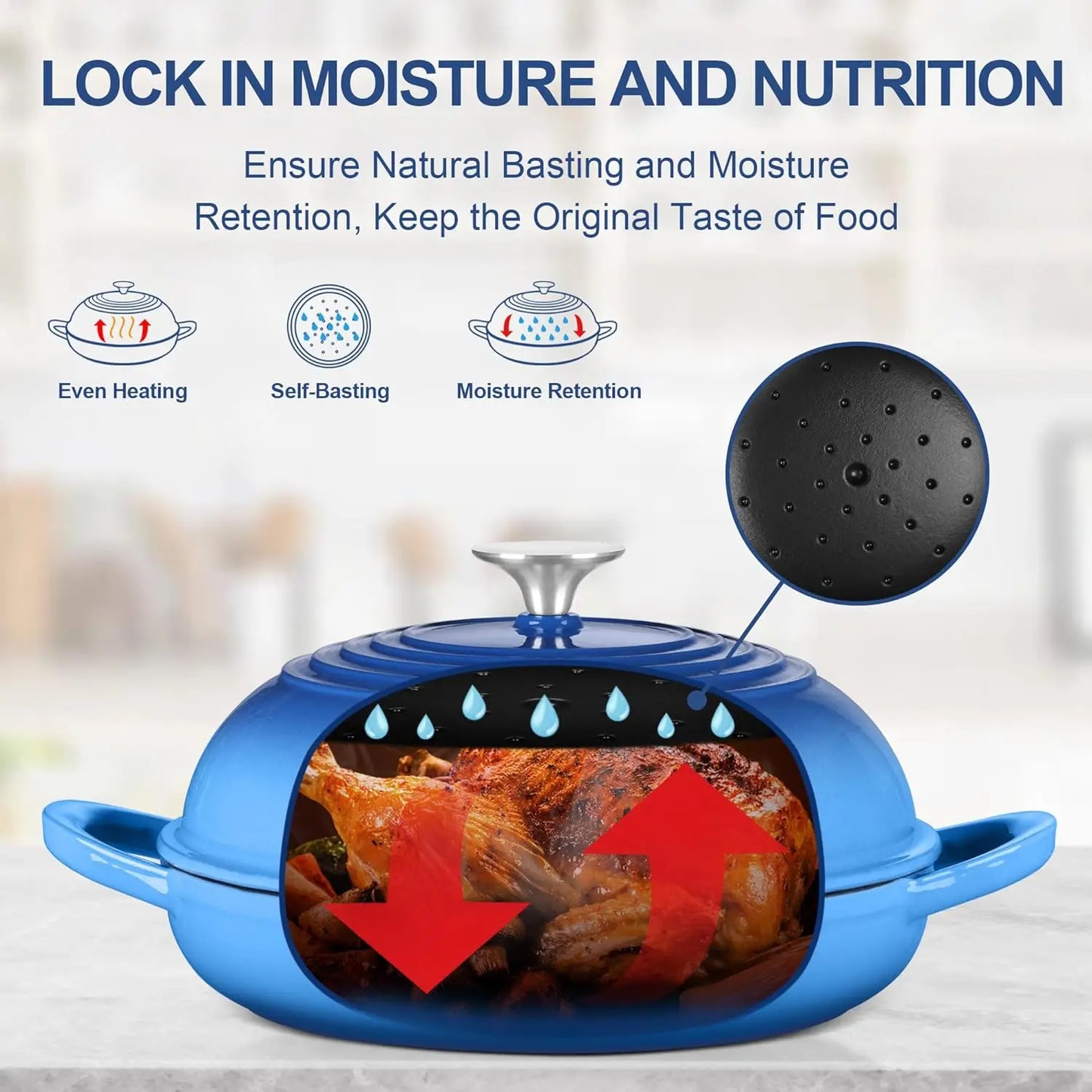 Nonna Bella 6Qt Enameled Cast Iron Bread Pot with Lid – Blue