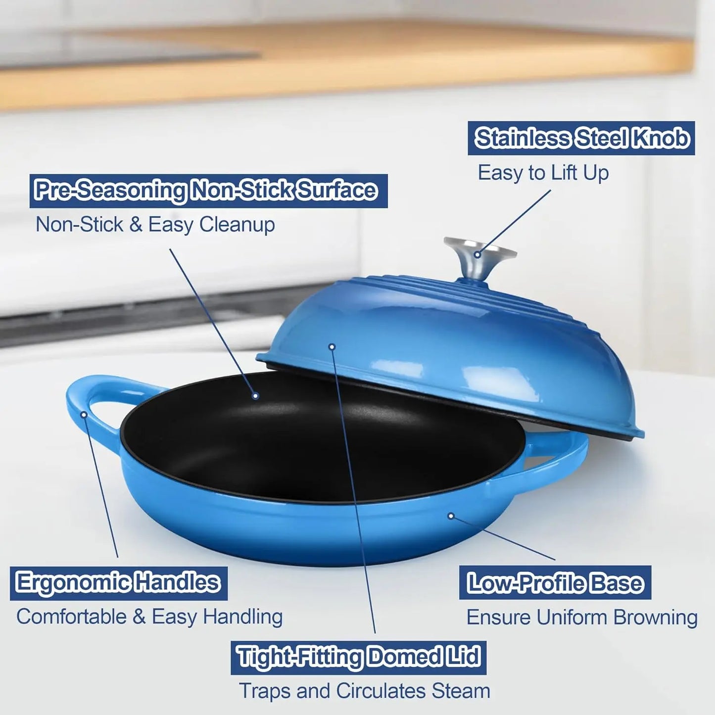 Nonna Bella 6Qt Enameled Cast Iron Bread Pot with Lid – Blue